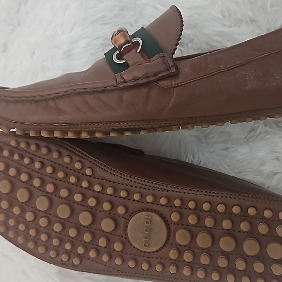 Authentic Gucci 28734 Leather Driving Loafers Mens size 12 - Picture 7 of 16